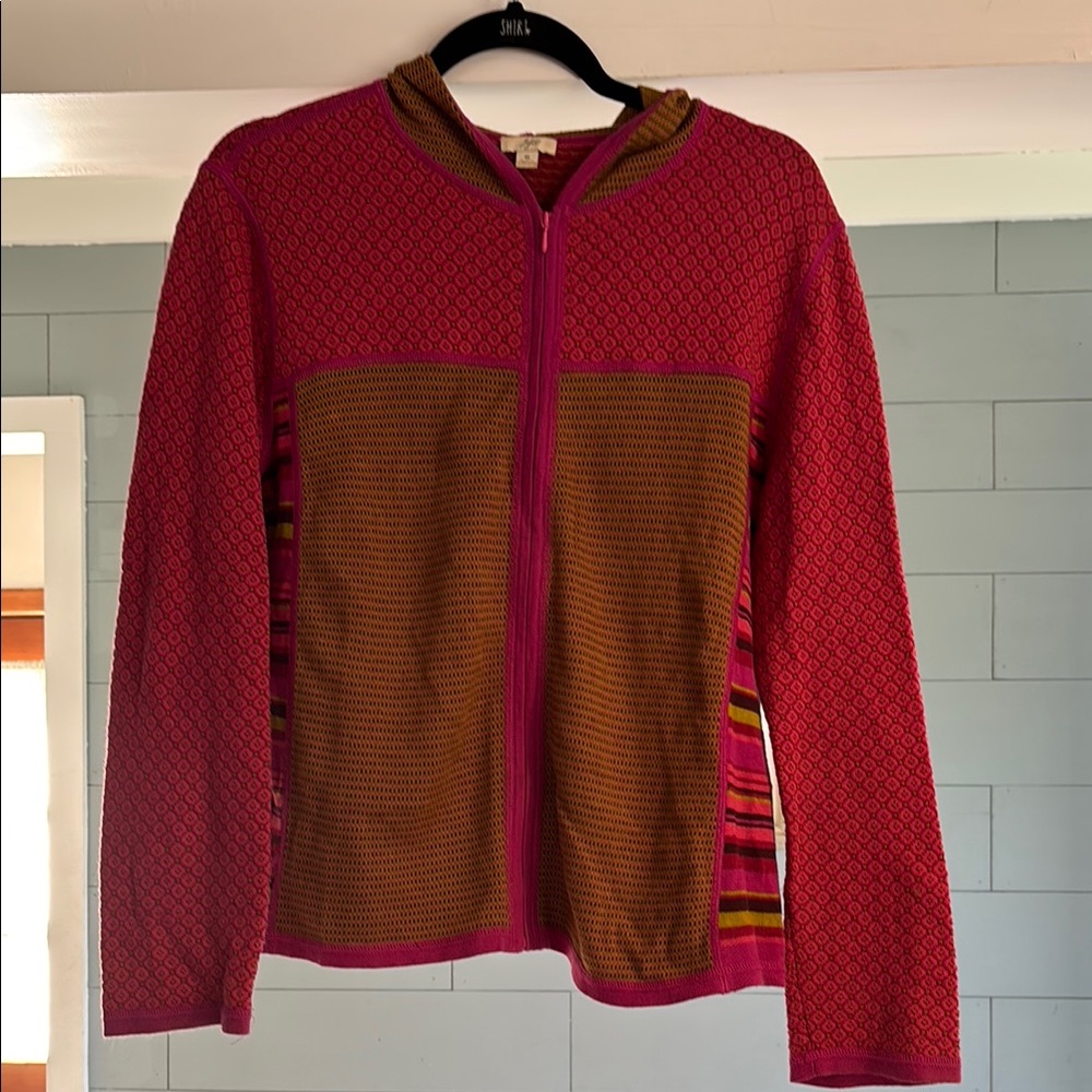 J. Jill Pink and Green Knit Sweater